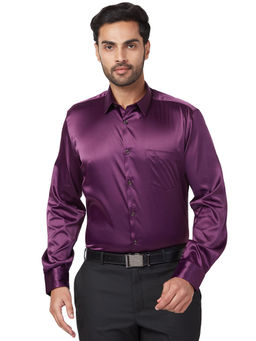 Parx - Men Slim Fit Blended Fabric Solid Purple Formal Shirt