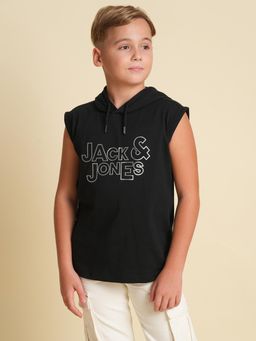 Jack & Jones Junior - Boys Regular Fit Black T-shirt