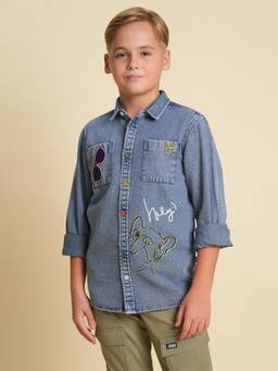 Jack & Jones Junior - Boys Regular Fit Blue Shirt