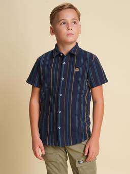 Jack & Jones Junior - Boys Regular Fit Navy Blue Shirt