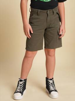 Jack & Jones Junior - Boys Regular Fit Olive Cargo Shorts