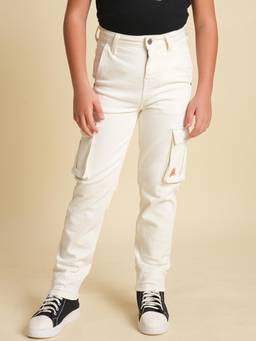 Jack & Jones Junior - Boys Loose Fit White Cargo Pants