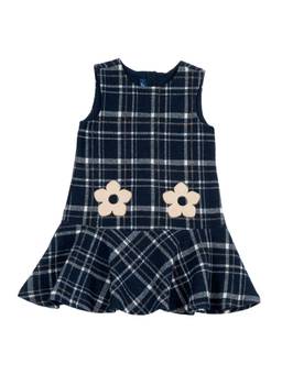 Chicco - Girls Navy Blue Checked Sleeveless Dress