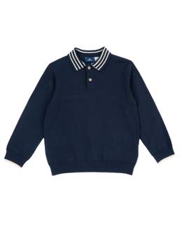 Chicco - Boys Navy Blue Solid Long Sleeves Polo T-shirt