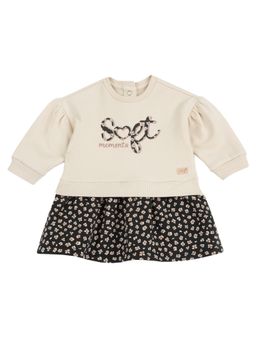 Chicco - Girls Light Natural Printed Long Sleeve Dress