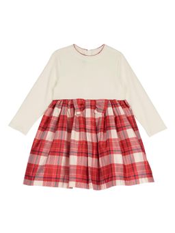 Chicco - Girls Cream Checked Long Sleeve Dress