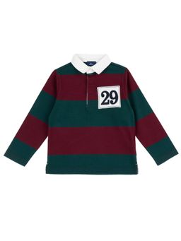 Chicco - Boys Green Striped Long Sleeves Polo T-shirt