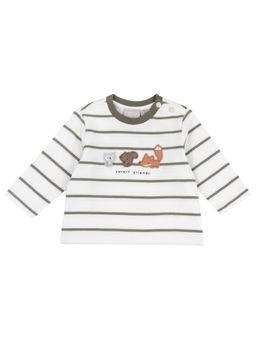 Chicco - Boys White Striped Long Sleeves T-shirt