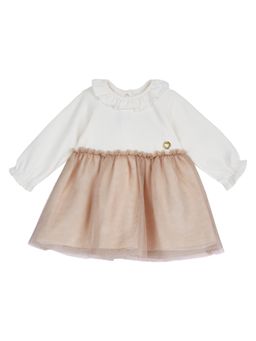 Chicco - Girls Light Natural Colorblock Long Sleeve Dress