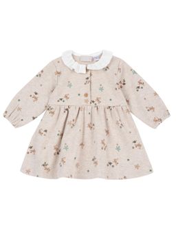 Chicco - Girls Light Natural Printed Long Sleeve Dress