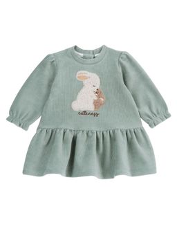 Chicco - Girls Medium Green Applique Long Sleeve Dress