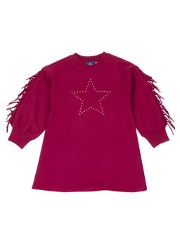 Chicco - Girls Dark Pink Self Design Long Sleeve Dress