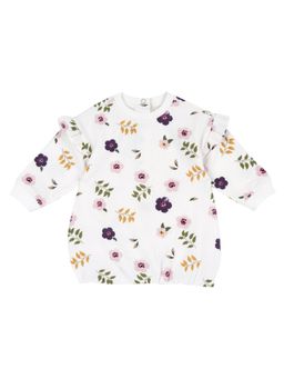Chicco - Girls White Printed Long Sleeve Dress