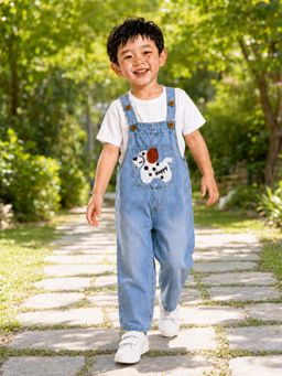 Little Surprise Box - Happy Puppy Denim Dungaree