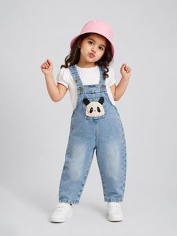 Little Surprise Box - Blushing Panda Face Denim Dungaree