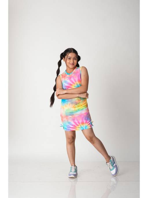 Buy Urban buds Tie-Dye Ruched Bodycon Dress