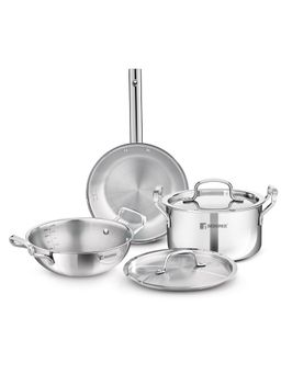 Bergner - TriPro 5 Pcs Tri-Ply Stainless Steel Cookware Set - Induction Bottom