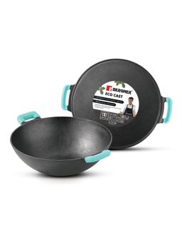 Bergner - Eco Cast Iron 2 Pc Combo of 30cm Dosa Tawa, 24cm Kadai