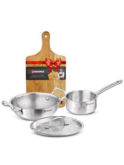 Bergner - TriPro 4 Pcs Tri-Ply Stainless Steel Cookware Combo - Induction Bottom