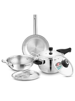 Bergner - TriPro 5 Pcs Tri-Ply Stainless Steel Cookware Combo - Induction Bottom