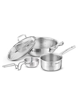 Bergner - TriPro 4 Pcs Tri-Ply Stainless Steel Cookware Combo - Induction Bottom