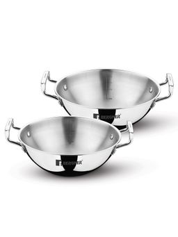 Bergner - TriPro Tri-Ply Stainless Steel 2 Pcs Kadai Set - Induction Bottom