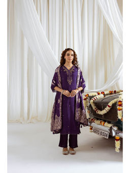 Nehamta - Womens Purple Sequined Kurta with Pant and Dupatta (Set of 3)