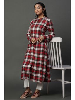 Aurelia - Red Yarn Dyed Kurta