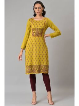 W - Green Paisley Print Festive Winter Kurta