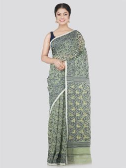 PinkLoom - Women's Soft Cotton Jamdani Saree Without Blouse Piece, Grey
