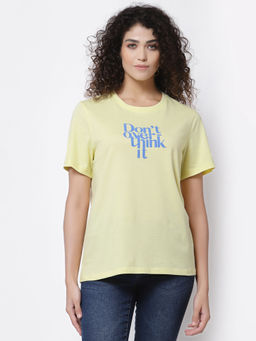 Mode by Red Tape - Women Lemon Round Neck T-shirt