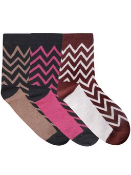 NEXT2SKIN - Women'S Woollen Regular Length Socks Pack Of 3 -Brown,Pink,White