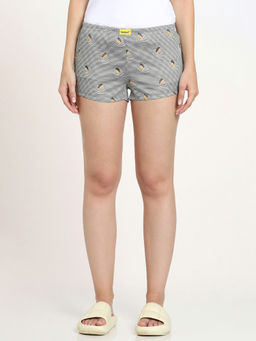Bewakoof - Women's Grey All Over Printed Boxer Shorts