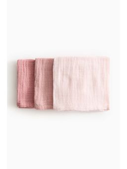 H&M - Kids Pink 3-Pack Muslin Cloths