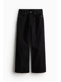H&M - Women Black Wide High Cropped Jeans