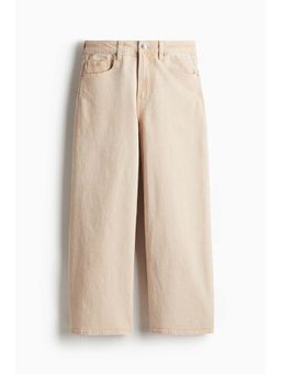 H&M - Women Beige Wide High Cropped Jeans
