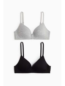 H&M - Women 2-Pack Padded Non-Wired Cotton Bras