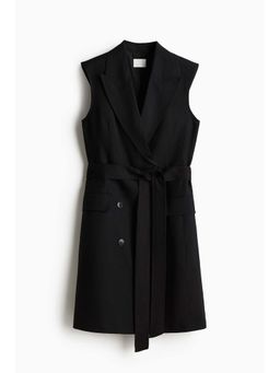H&M - Women Black Linen-Blend Blazer Dress