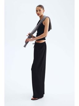 H&M - Women Black Wide Pull-On Trousers