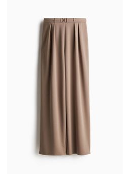 H&M - Women Beige Buckle-Detail Tailo Trousers