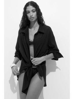 H&M - Women Black Long Cotton Shirt