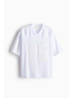 H&M - Men White Loose Fit Printed Sports Top With DryMove