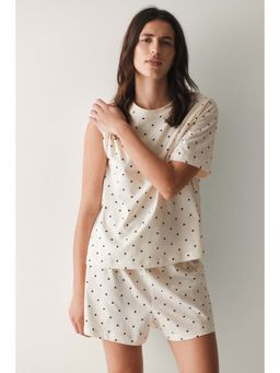 H&M - Women White Printed T-Shirt & Shorts