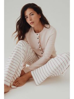 H&M - Women White Cotton-Blend Trousers