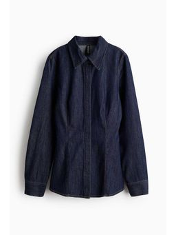 H&M - Women Blue Tape-Waist Denim Shirt