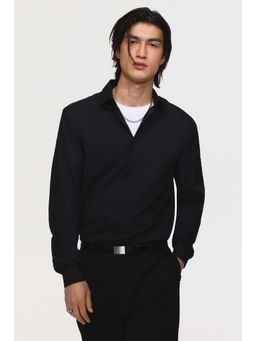 H&M - Men Black Slim Fit Easy-Iron Shirt