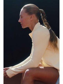 H&M - Women Beige Zip-Through Sports Jacket With Softmove