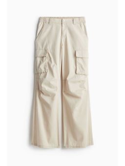 H&M - Women Beige Canvas Cargo Trousers