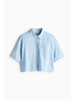 H&M - Women Blue Linen-Blend Shirt
