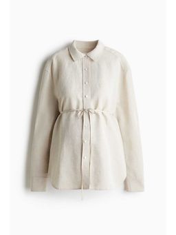 H&M - Women Beige Mama Before & After Linen-Blend Shirt